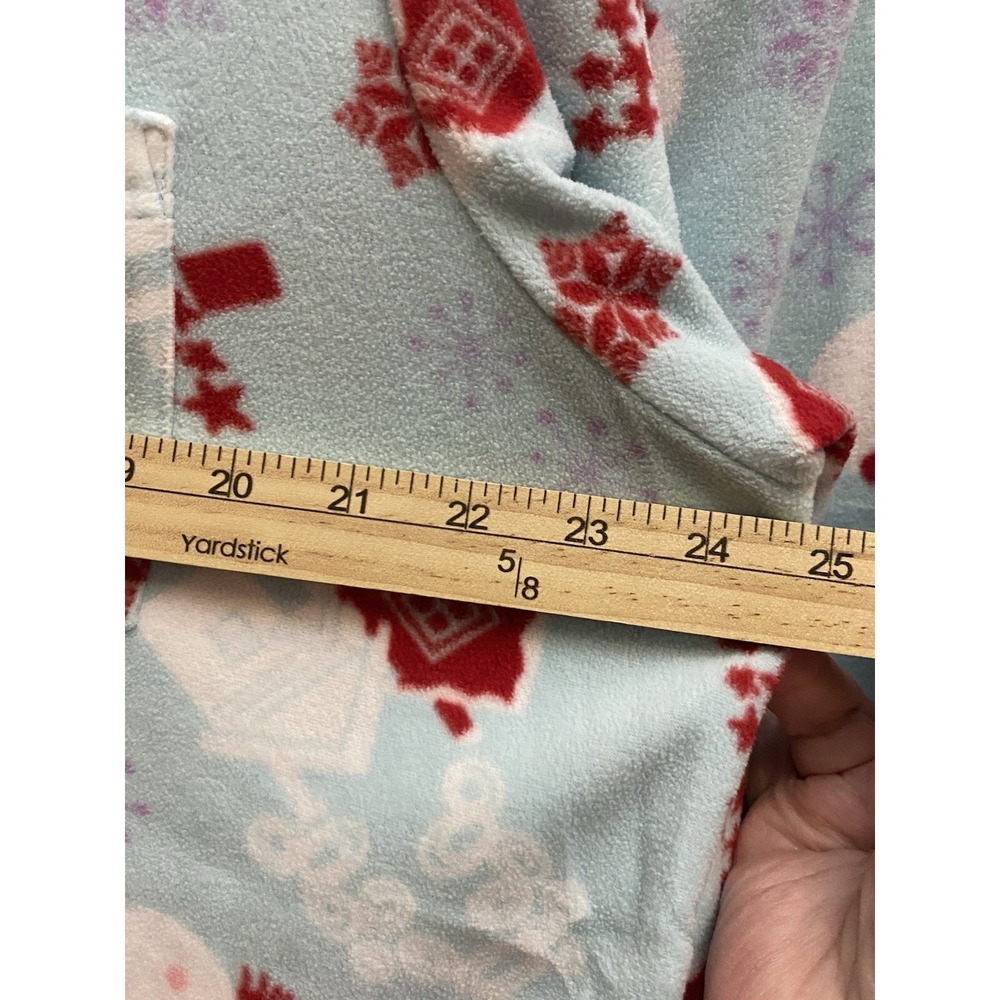 Pink K Women's XL Snowman Print Pajama Set Long Sleeve Fleece Aqua‎ Blue - Picture 3 of 6
